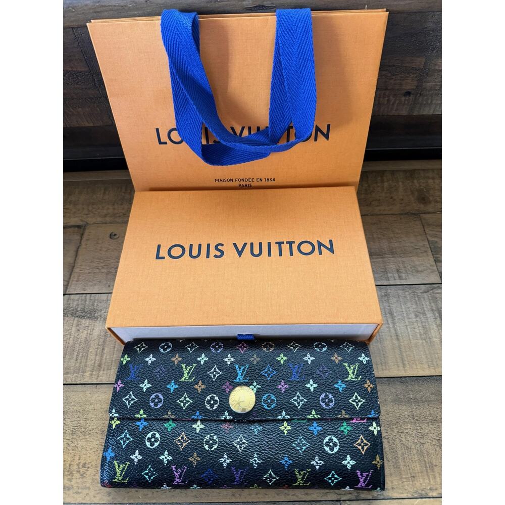Louis Vuitton Wallet Womens Multicolor Monogram Canvas Long Envelope France Logo - Picture 2 of 16